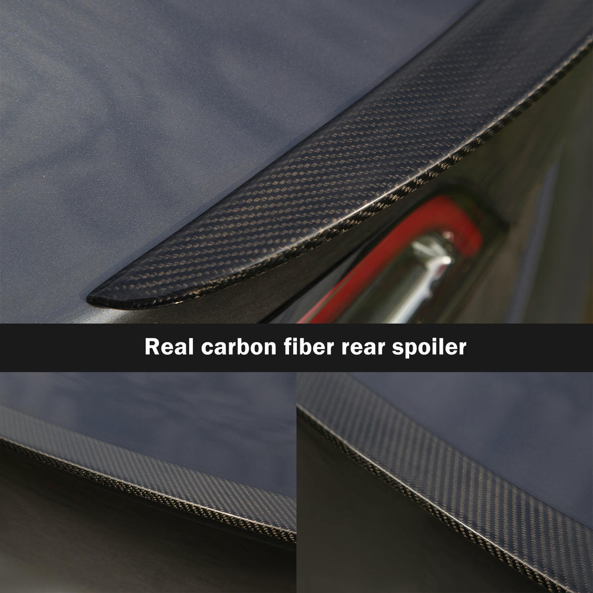 Turoaz Spoiler Trunk Wing Real Carbon Fiber Compatible with Tesla Model Y 2021-2023 2024, Rear Spoiler Lip Tail Wing Accessories (Bright Black)