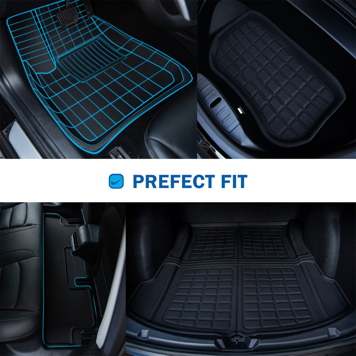 Turoaz Floor Mats For 2021-2023 Tesla Model 3 , Trunk Mats Interior Accessories (Set of 6)