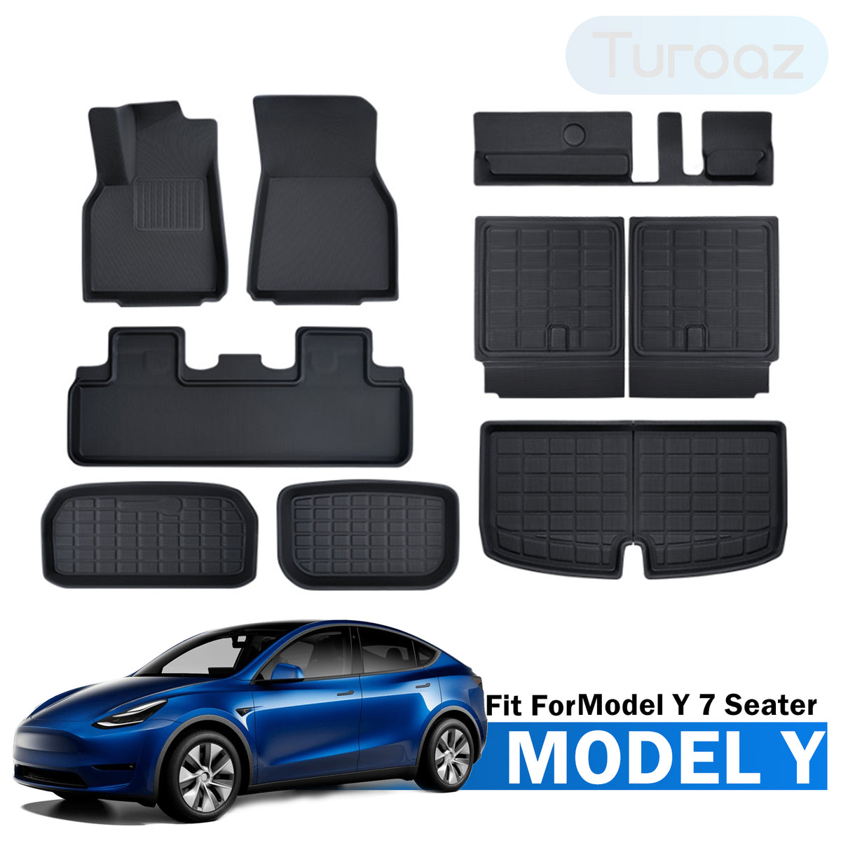 Turoaz Floor Mats Fit For Tesla Model Y 2021up, Interior Accessories (Set of 6)