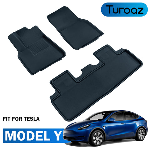 Turoaz Floor Mats Fit For Tesla Model Y 2021up, Floor Liners, Interior Accessories (1st & 2nd Row for 5 or 7 Seats)