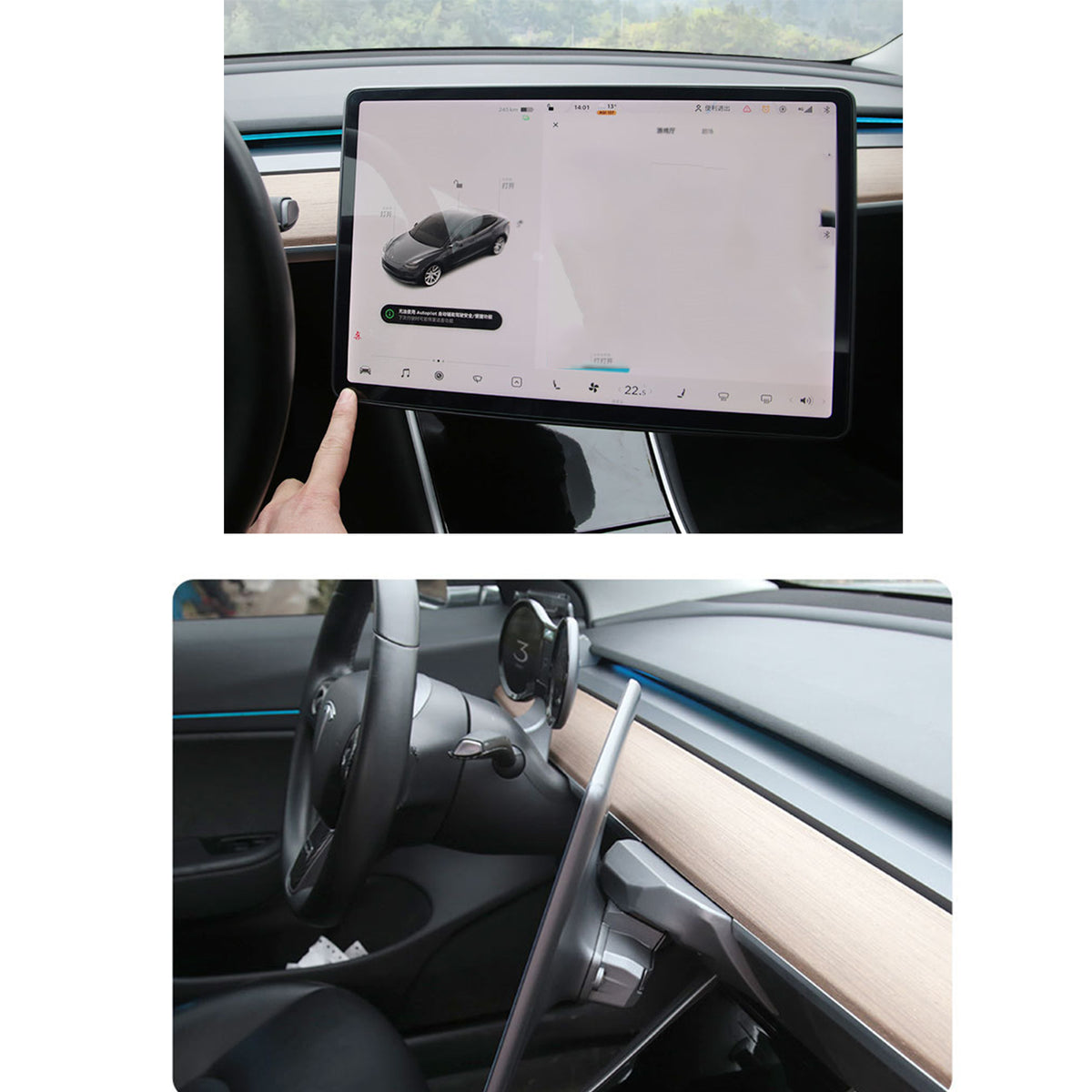 Tuoraz Screen Swivel Mount Fit for Tesla model 3 Y 2021 - 2023 2024, Center Console Screen Rotating Holder, GPS Interior Rotation Bracket Aluminium Alloy Navigation Bracket, Four Direction Adjustments