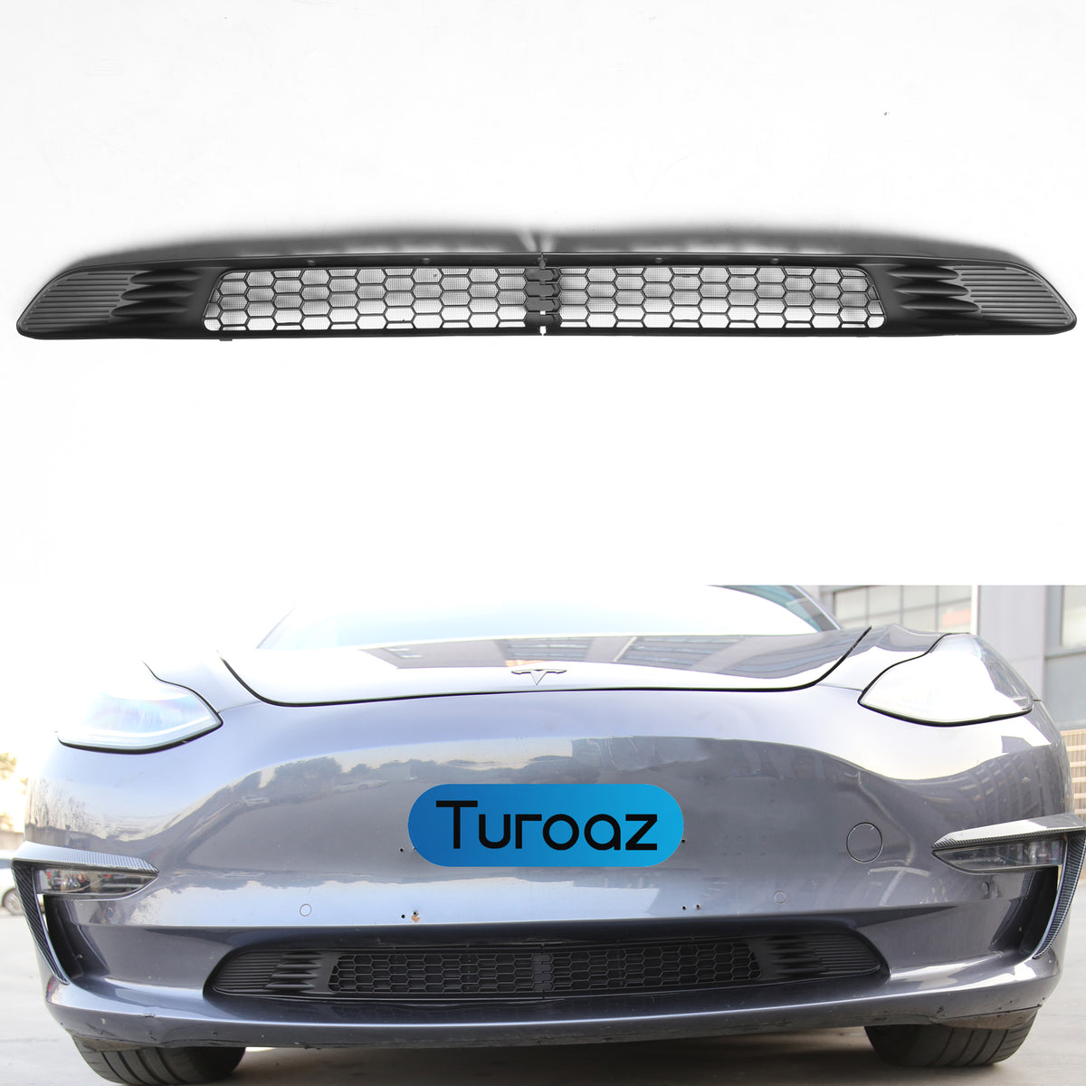 Turoaz Front Grill Mesh Grille Grid Inserts compatible with Tesla Model 3 2021 2022 2023, Car Accessories Insect Net Decoration Cover
