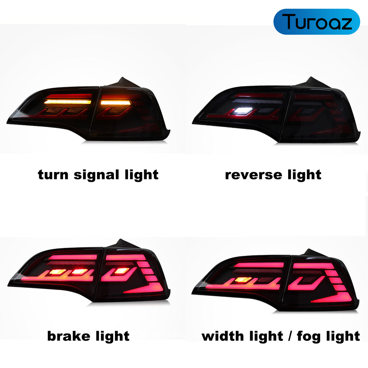 Turoaz LED Tail Light Assembly for Tesla Model 3 Y 2021+ , Streamlined LED Sequential Turn Lights with Dynamic Startup Back Rear Lamps, Reverse Lights Accessories (magic star)