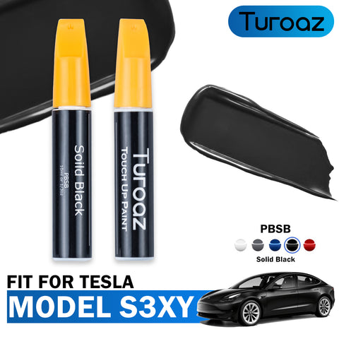 Turoaz Color Matched Touch Up Paint Pen Brush Compatible with Tesla Model S 3 X Y (Solid Black - PBSB)