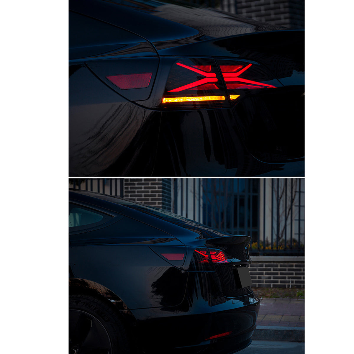 Turoaz LED Tail Light Assembly for Tesla Model 3 Y 2021+, Streamlined LED Sequential Turn Lights with Dynamic Startup Back Rear Lamps, Reverse Lights Accessories (x-type)