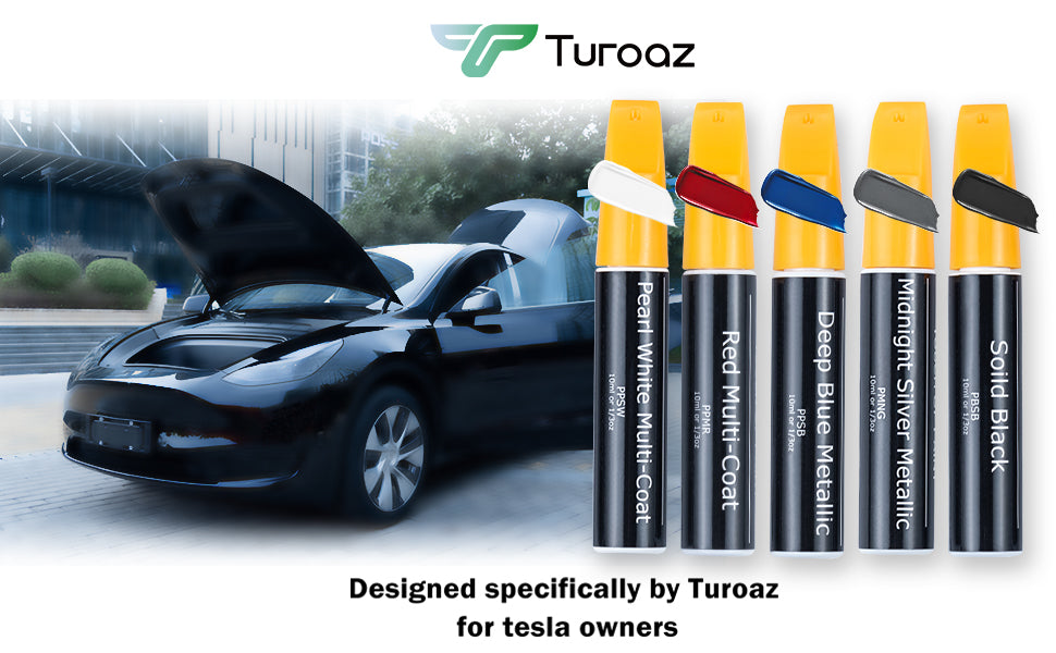 Turoaz Color Matched Touch Up Paint Pen Brush Compatible with Tesla Model S 3 X Y (Midnight Silver Metallic - PMNG)