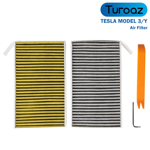 Turoaz Air Filter Fit For Tesla Model 3 Model Y 2017+, Activated Carbon Replacement Cabin Air Intake Filter(Set of 2)