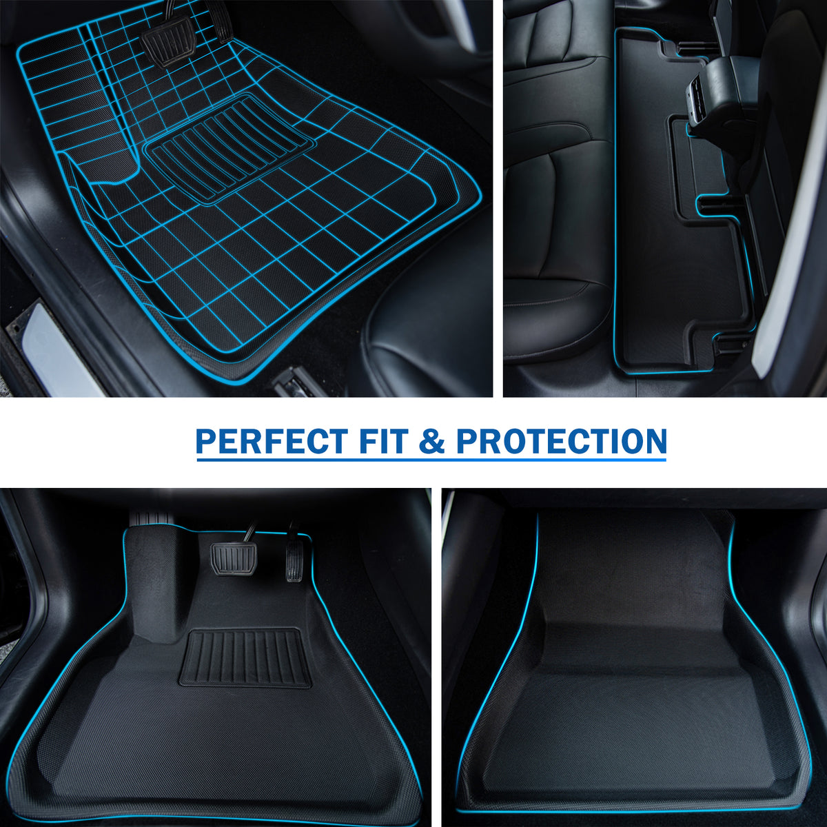 Turoaz Floor Mats For 2021up Tesla Model 3 , Trunk Mats Interior Accessories (Set of 6)